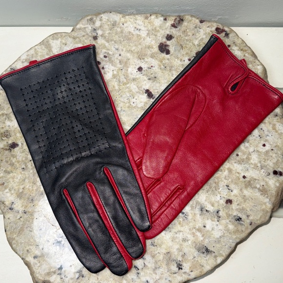 ECHO Black and Red Perforated Soft Buttery Leather Riding Gloves Size XL - Picture 15 of 16